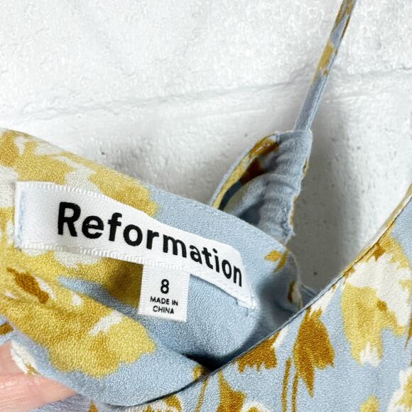 NEW Reformation Dover Midi Dress Light Blue - Picture 5 of 9